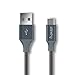 IMKEY Premium 6.5 Feet Tangle-Free Braided Micro USB 2.0 Sync Data Fast Charging Cable For Samsung,Google Nexus,Kindle,LG,HTC,Nokia,Motorola,Blackberry,And More - (Gray)