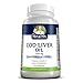 Extra Strength Cod Liver Oil Softgels with Vitamin A, D-3, Epa, DHA Molecularly Distilled Provides 650mg of Omega 3 Fatty Acids. Fish Oil Pills Are Benefcial for Cardiovascular Support