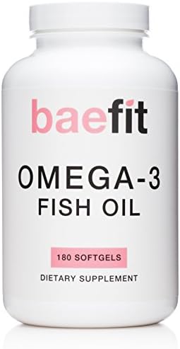 Baefit Omega 3 Fish Oil: Triple Strength 2000mg with 800mg EPA, 400mg DHA. Weight Loss Support. 180 Softgels.