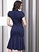 Miusol Women's Official V-Neck Retro Cap Sleeve Fitted Business Cocktail Dress,Navy Blue,Large