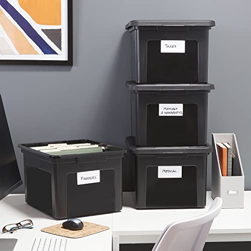 TRU RED 140140 Hanging File Box, Snap Lid, Letter/Legal Size, Black on