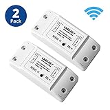 Mini Wifi Smart Switch 2 Pack, Larkkey Remote Control Wifi Switch FCC Certified and Compatible with Elexa, No Hub Required Module ABC Shell Outlet for DIY Smart Home