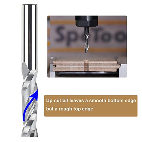 SpeTool Upcut Spiral Router Bits Extra Long (4 inch) with 1/2 Inch Shank , 1/2 Cutting Diameter