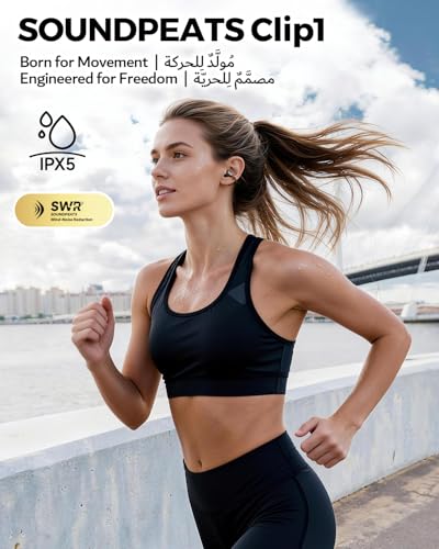 SOUNDPEATS Clip1 Open Ear Earbuds, Premium Dolby Audio & Hi-Res Clip on Headphones, Bluetooth 5.4 Wireless Earphones with AI ENC Noise Cancellation, LDAC, 40H Playtime, IPX5, Fast Charging