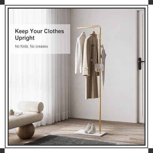 Beauenty Freestanding Metal Coat Rack,Standing Coat Rack with Heavy Base,Modern Coat Tree with Crossbar and 3 Hooks,for Clothing Entryway,Bedroom,Living Room,Office,Hats,Scarves,Clothes,and Handbags
