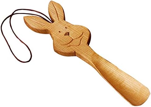 靴べら31センチ木彫り手彫りの苦しめられた純木かわいいウサギの靴 送料無料カード決済可能