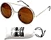 V137-vp Flip up Round Metal Sunglasses (Sdd Gold-brown)