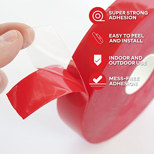 XFasten Double Sided Acrylic Mounting Tape Removable, Clear, 1Inch x