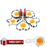 Fried Egg Mold Ring Pancake Cooker Nonstick Stainless Steel Set Of 5PCS Within Free Gift Of Egg Separator For Frying Cooking
