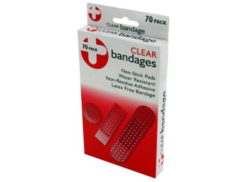 bulk buys Latex-Free Clear Bandages, Transparent/White