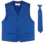BOY'S Dress Vest & NeckTie Solid ROYAL BLUE Color Neck Tie Set