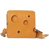 Fashion PU Leather Cheese Shaped Crossbody Bag, Creative Mini Shoulder Bag Fashion Handbag Wallet Purse for Women