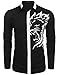 Coofandy Mens Casual Fashion Print Button Down Cotton Long Sleeve Dress Shirt, Black - Lion Head Print, XX-Large