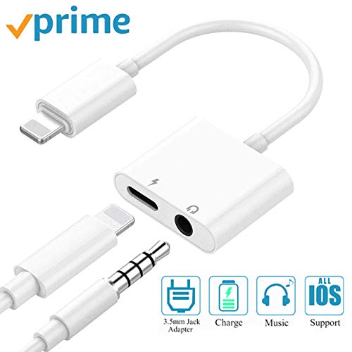 iPhone Headphone Adapter Charger Jack AUX Audio 3.5 mm Jack Adapter for iPhone Adapter Compatible with iPhone 7/7Plus/8/8Plus/11/X/XS/XR/10/XSMAX Dongle Accessory Connector Compatible All iOS Systems