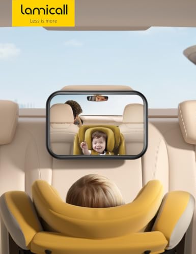 Lamicall Baby Car Mirror for Backseat - [Safest Triangle Hook Clip] Acrylic Car Seat Mirror for Rear Facing, 360° Rotation & Wide Clear View, 3S Quick Install, Newborn Baby Essentials Accessories