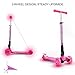 ChromeWheels Scooters for Kids, Deluxe Kick Scooter Foldable 4 Adjustable Height 150lb Weight Limit 3 Wheel, Lean to Steer LED Light Up Wheels, Best Gifts for Girls Boys Age 3-12 Year Old, Pink