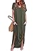 Women's Pockets Maxi Dresses Short Sleeve Split Casual Loose Summer Long Dress Army Green