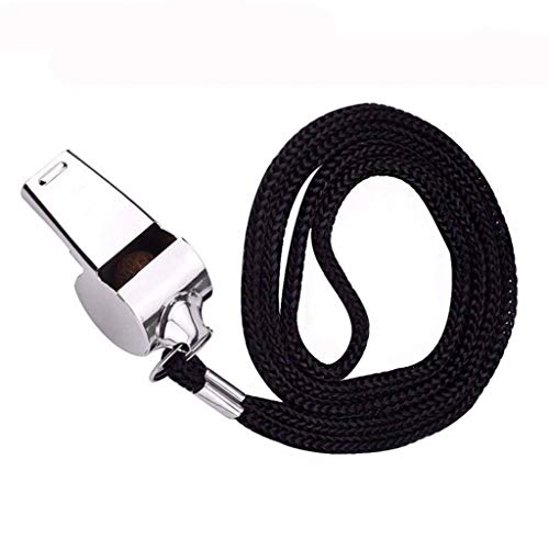 Metal Referee Coach Whistle Stainless Steel with Lanyard Loud Whistle for School Sports Soccer Football Basketball 3 Pack Silver (Silver) - Thumbnail 6