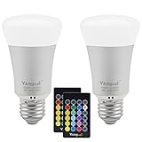 Yangcsl 5W A19 Remote Controlled Color Changing LED Light Bulbs, RGB + Daylihgt White, 40W Incandescent Bulb Equivalent, 16 Color Choice, E26 Medium Screw Base (Pack of 2)