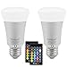 Yangcsl 5W A19 Remote Controlled Color Changing LED Light Bulbs, RGB + Daylihgt White, 40W Incandescent Bulb Equivalent, 16 Color Choice, E26 Medium Screw Base (Pack of 2)