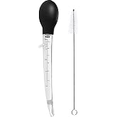OXO Good Grips Angled Turkey Baster with Cleaning Brush - Black | Drip-Free Stand, High-Heat Resistant, Comfortable Silicone Bulb, Ideal For Basting Roasts, Dishwasher Safe