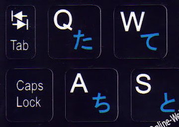 NETBOOK JAPANESE HIRAGANA - ENGLISH KEYBOARD STICKERS BLACK BACKGROUND FOR MINI LAPTOPS
