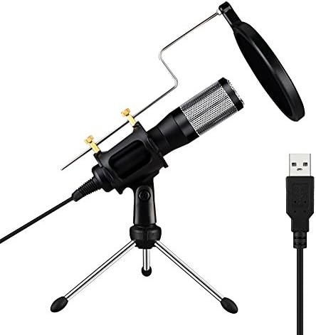GooDGo USB Microphone, Home Studio Condenser Desktop Mic Plug &amp; Play for Recordings Stand for YouTube, Skype, Games, Live Streaming, Chating, Singging for Laptop Notebook iMAC PC