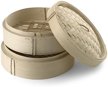 OneSource NEW LARGE 12-INCH BAMBOO STEAMER 2-TIER