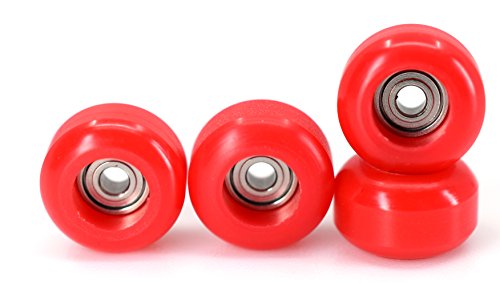 Teak Tuning Fingerboard Bearing Wheels, CNC Lathed, Red, Set of 4