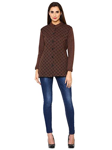 matelco women's full buttoned band collar cardigan/coat