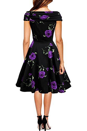 BlackButterfly Enya' Vintage Infinity Pin-up Dress (Large Purple Roses, US 4)
