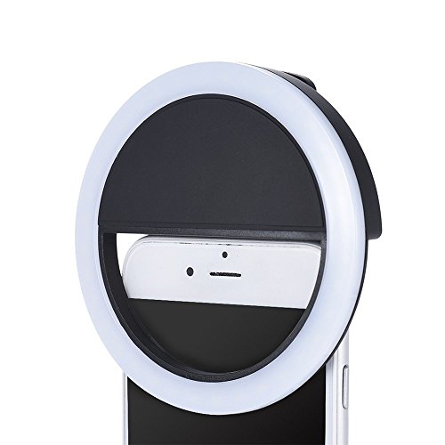 Efanr Selfie Ring Light, USB Rechargeable 36 LED Clip On Cell Phone Camera Light Fill-in Lighting Spotlight for iPhone X 8 7 7 Plus 6 6S Plus iPad Samsung Galaxy HTC LG Smartphones (RK12 Black)