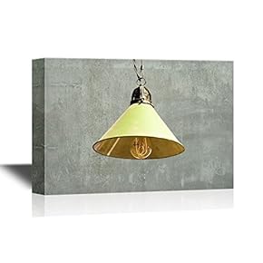 Canvas Wall Art - Yellow Light Bulb Against Grey Background - Gallery Wrap Modern Home Art | Ready to Hang - 12x18 inches