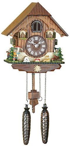 German Cuckoo Clock Quartz-movement Chalet-Style 9.84 inch - Authentic black forest cuckoo clock by Trenkle Uhren