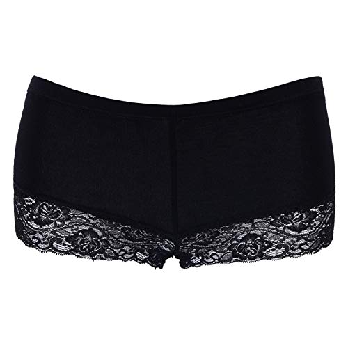 Women Cotton Underwear 6 Lace Boy Shorts Panties Slip Shorts for Womens - Thumbnail 3