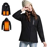 VENUSTAS Women's Heated Jacket with Hood Waterproof Wind Resistant and Anti-fouling(Power Bank not Included)