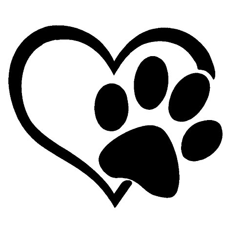 USTORE Vinyl Sticker Decal Puppy I Love My Dog PAW Print Heart Weather Resist for Windows Car Cell Phone Bumpers Laptop Wall, 3", Black