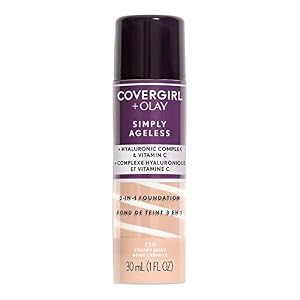 COVERGIRL & Olay Simply Ageless 3-in-1 Liquid Foundation, Creamy Beige, 1 Fl Oz (Pack of 1)