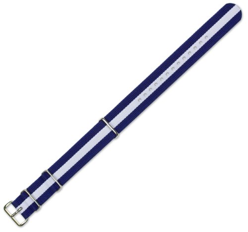 16mm Military MoD Ballistic Nylon G10 Watch Band - Navy with White stripe