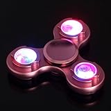 Livoty NEW LED Light Hand Spinner Fidget Toys Aluminium Ceramic Finger Ball For Kid (Hot Pink)