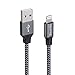 Xcords(TM) 3Pack 3Ft Nylon Braided Lightning to USB Syncing and Charging Cable Data Cord Compatible with iPhone 7/7 Plus/6/6 Plus/6s/6s Plus /5/5s/5c/SE/iPad/iPod and More(Black&Charcoal)
