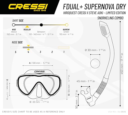 CRESSI Limited Edition HiroQuest Adult Mask & Snorkel Set Made by Cressi x Steve Aoki_Maschera F-Dual+Snorkel Supernova Dry, Taglia Unica, Unisex