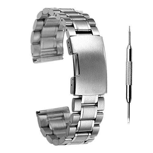 ZEIGER 20mm Size Men B005 Replacement Metal Wrist Watch Band (Stainless Steel Silver 20mm)