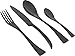 Kaya Delicate Stainless Steel Flatware Cutlery Set with Mirror Finish Including Fork Spoons Knife Four Piece Tableware Dinner Set (black pearl)