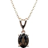 LE VIAN 1 Carat Brown Smoky Quartz Oval Pendant Necklace for Women I 14k Rose Gold Plated 925 Sterling Silver Pendant for Her I 18 Inch Chain Necklace with Spring Ring Clasp I V Bail Dangle Charm