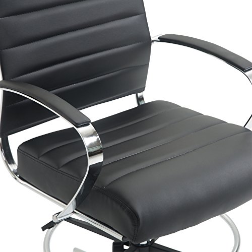 Poly and Bark Tremaine Drafting Chair in Vegan Leather, Black
