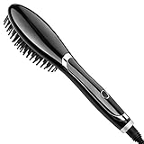 Hair Straightener Brush Ceramic Fast Heating Hair Straightening Brush Temperature Display Anti-scald Effective Hair Styling Iron Tools Mini Black Color Available