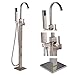 Votamuta Freestanding Bathtub Faucet Floor Mounted Bath Tub Filler Faucets with Hand Held Shower Head Brushed Nickel