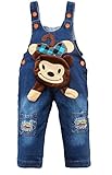 Kidscool Baby Cotton Denim Cute 3D Monkey Decoration Soft to Wear Overalls