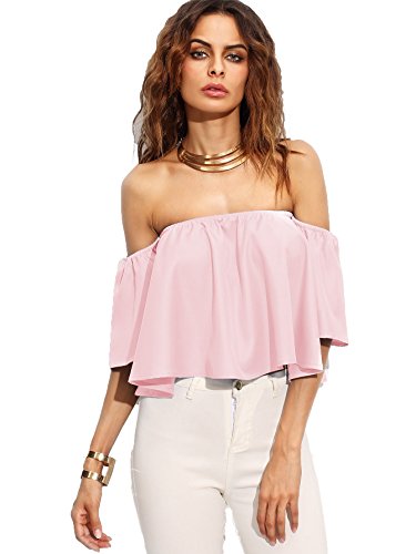 Shein women s boho ruffle off shoulder bell sleeve crop top blous…